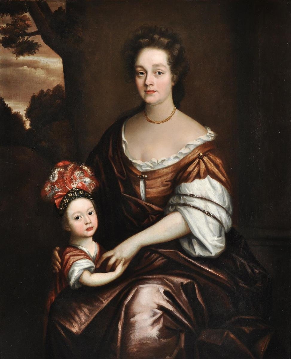 Portrait of Mrs Rebecca Curson née Clark and her son John Curson from Kirby Hall