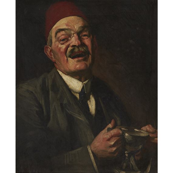 Laughing man - Self Portrait by William Strang, dated 1911