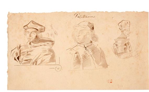 Etude de trois personnages Renaissance by Eugène Delacroix