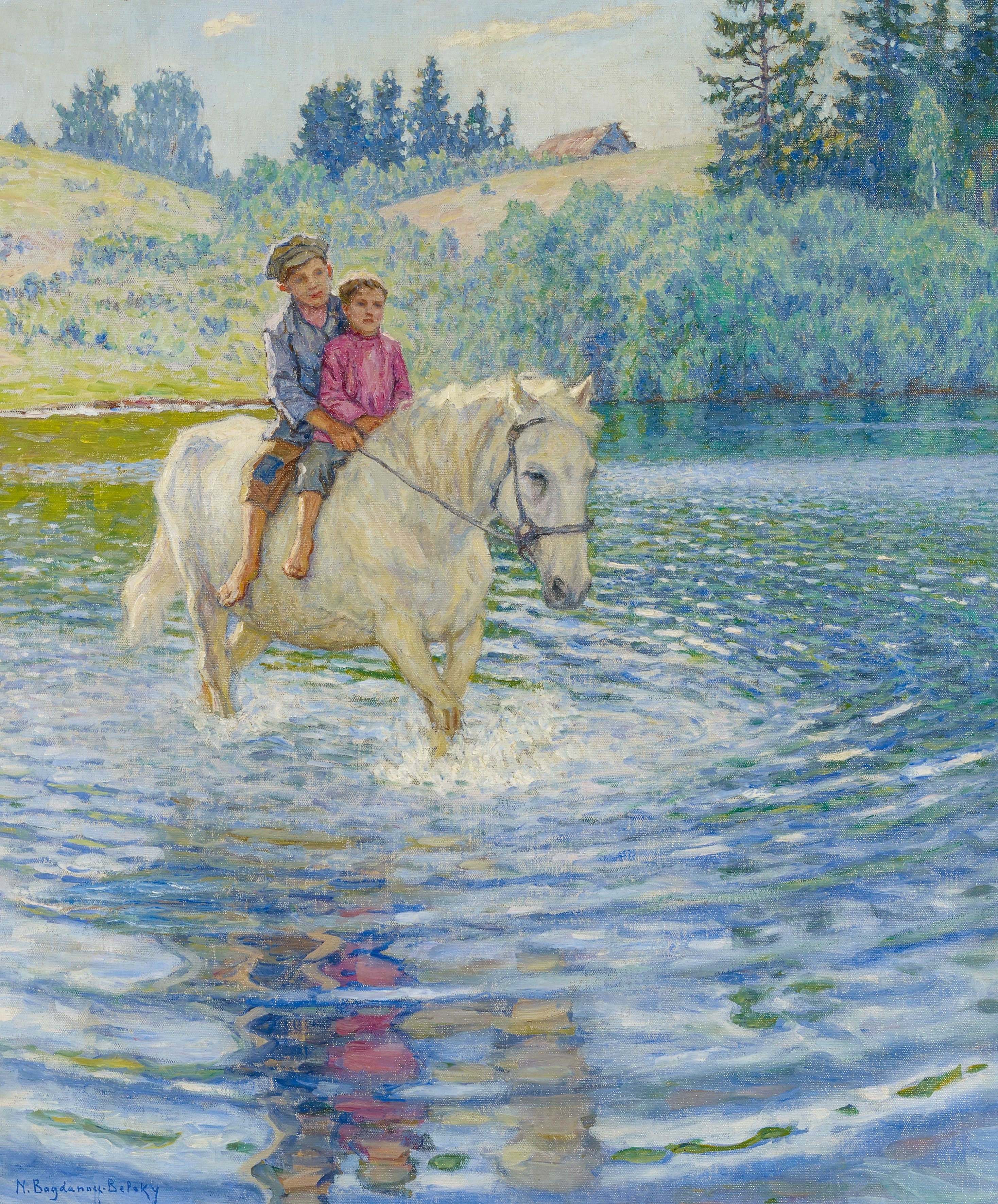 В каком произведении был конь. Богданов-Бельский мальчики на лошади.