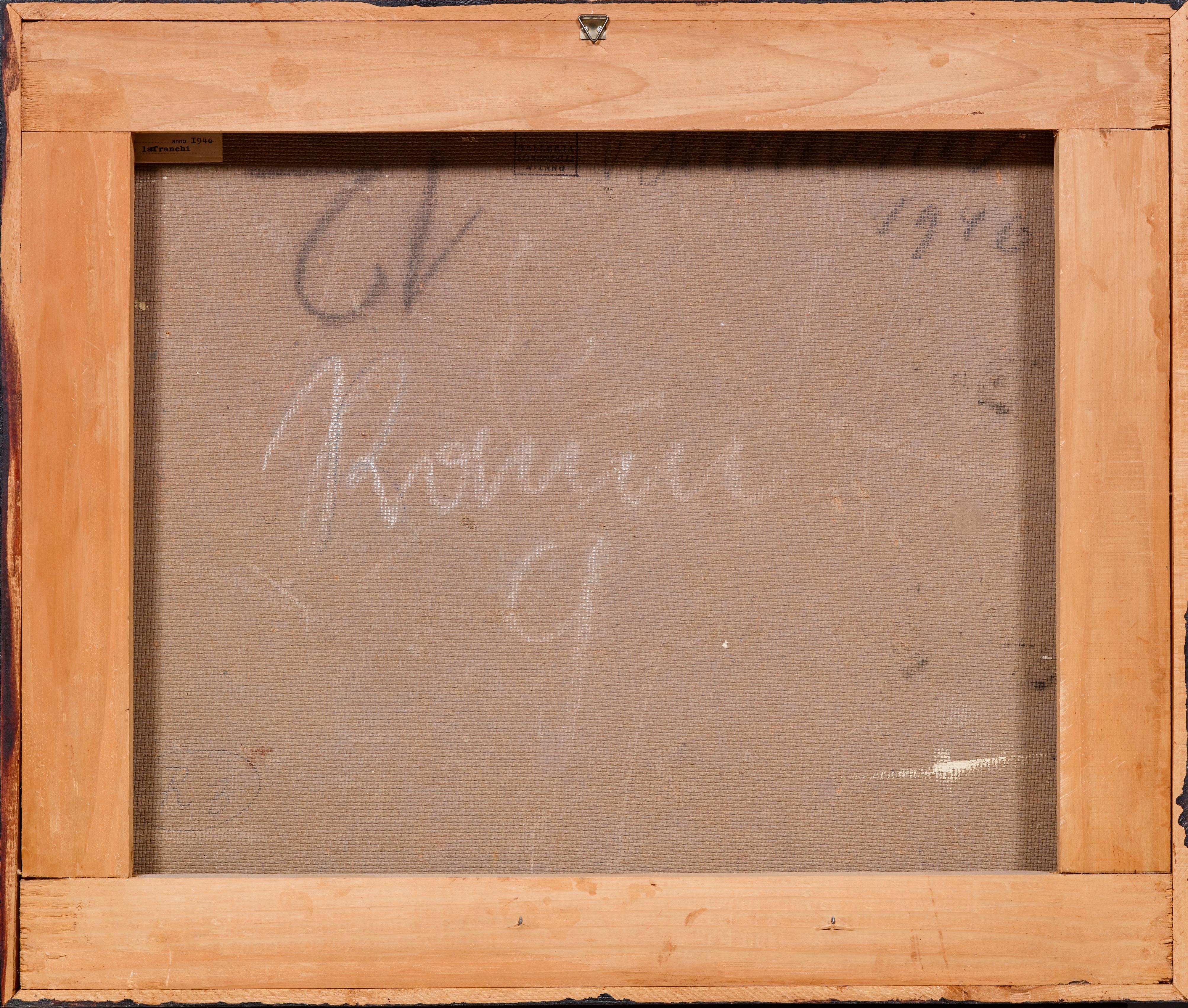 Artwork by Willi Baumeister, Kegelspiel auf Mosaikgrund, Made of oil, resin and mastic on hardboard