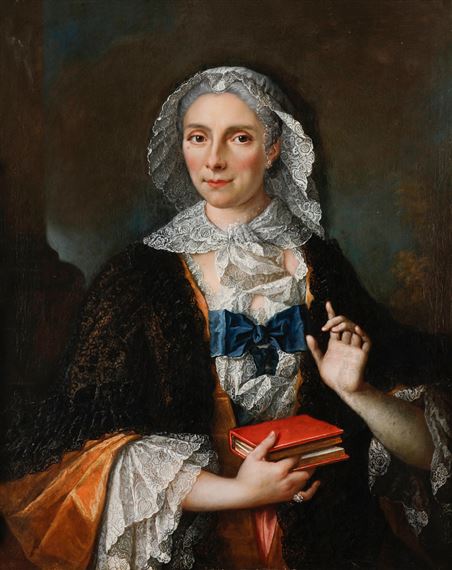 Portrait de dame à la dentelle et au livre by Jacques-Andre-Joseph Camelot Aved