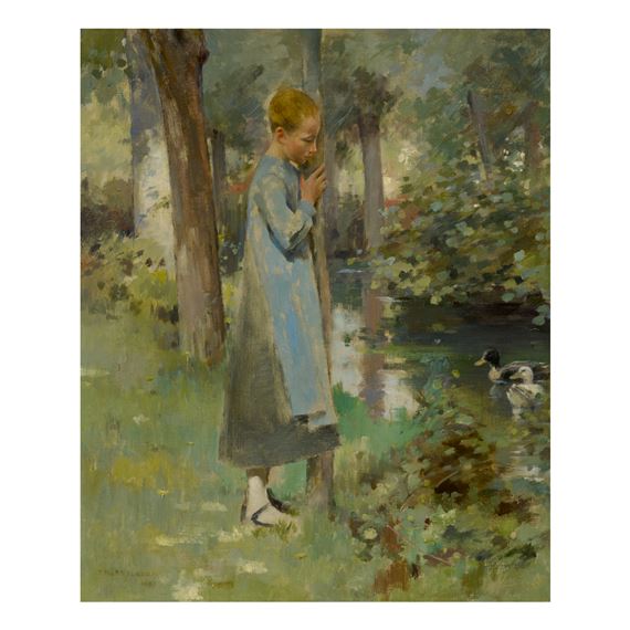 BY THE RIVER by Theodore Robinson, dated  1887