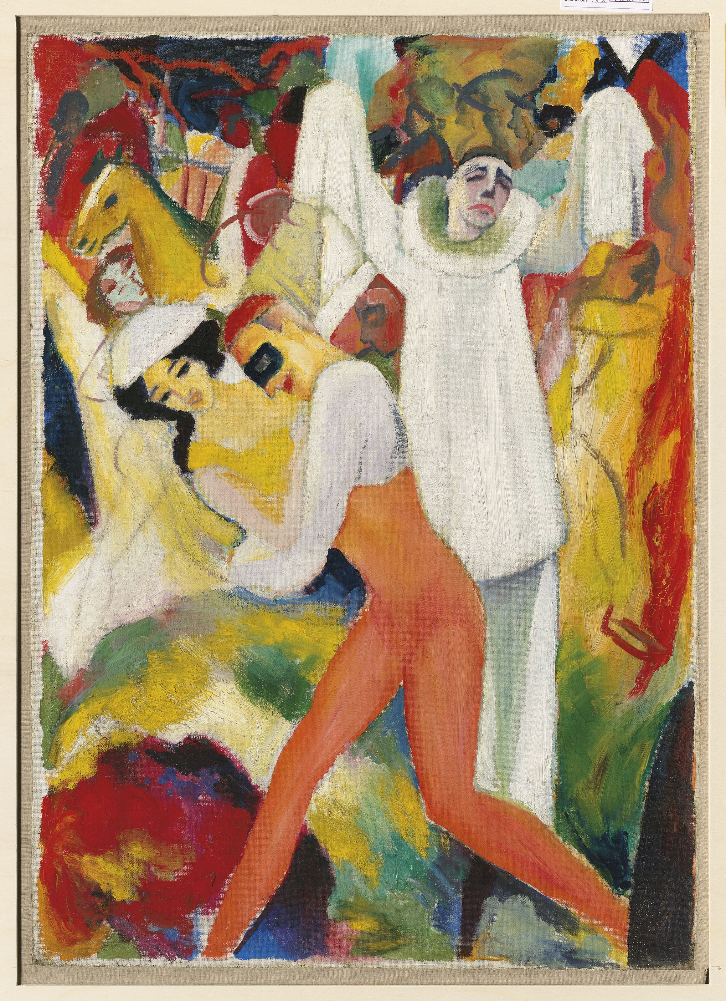 Artwork by August Macke, Two Works: Badende Frauen (recto); Pierrot mit Tänzerpaar (verso), Made of OIL ON CANVAS