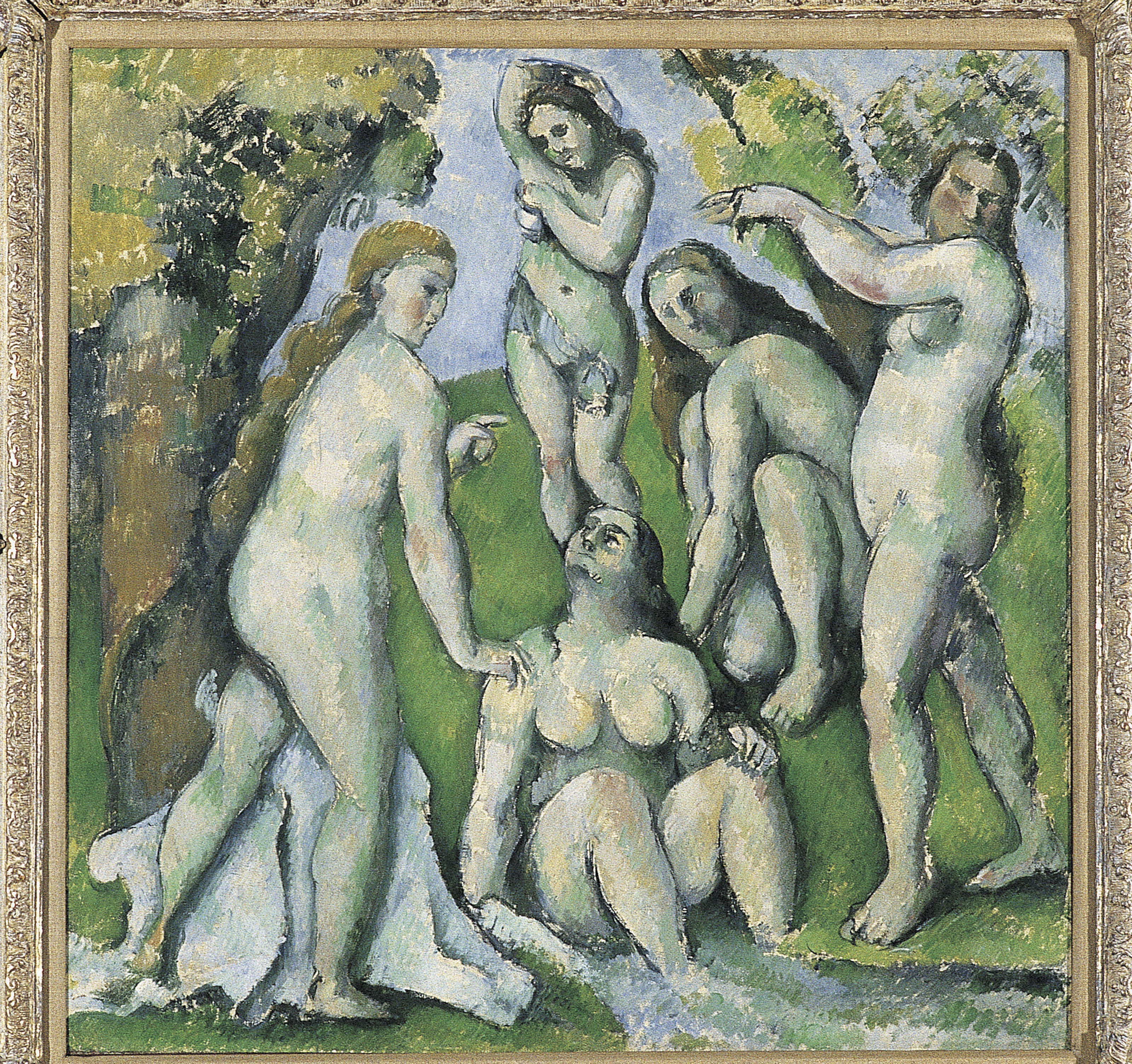 Artwork by August Macke, Two Works: Badende Frauen (recto); Pierrot mit Tänzerpaar (verso), Made of OIL ON CANVAS