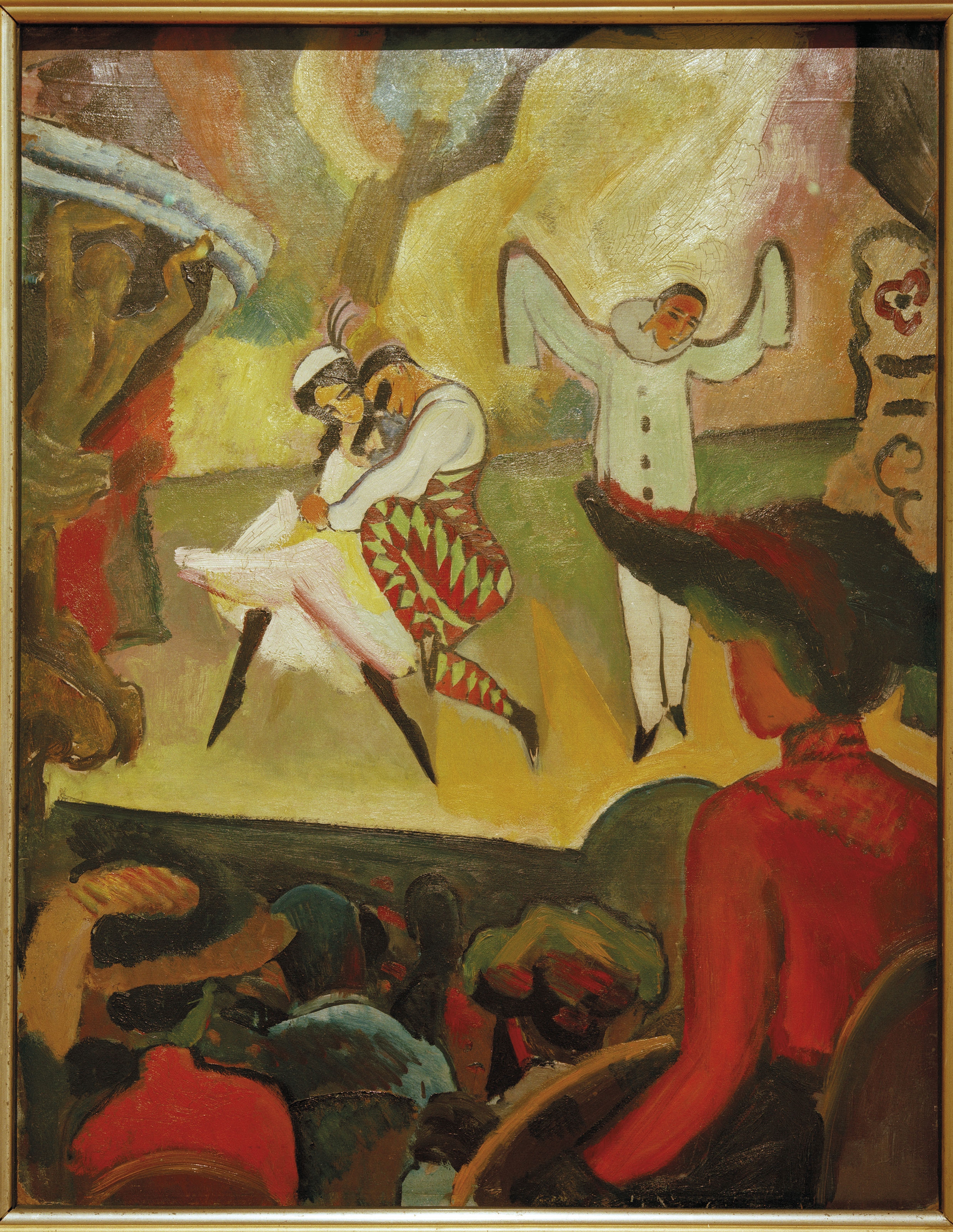 Artwork by August Macke, Two Works: Badende Frauen (recto); Pierrot mit Tänzerpaar (verso), Made of OIL ON CANVAS