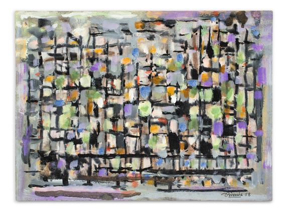 COMPOSITION by Roger Bissière, dated 58, Executed in 1958