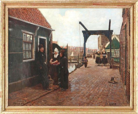Dutch village scene by Joseph Félix Bouchor