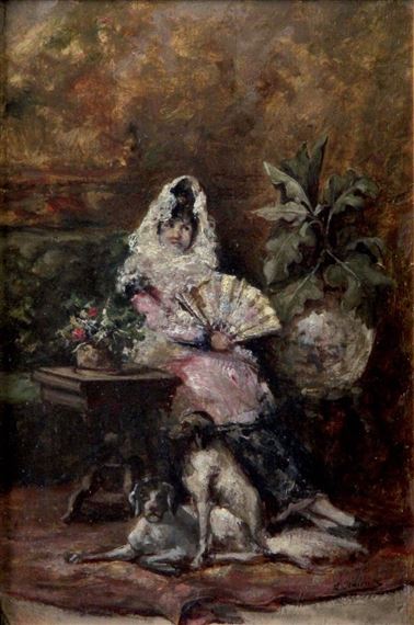 Femme et marchand de fleurs by Luis Jiménez y Aranda