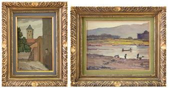 Two Works: Mattino sul fiume, San Mauro; Scorcio di paese - Ernesto Boggione