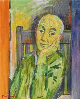 Self Portrait Leaning on His Hand - Karl Schrag