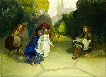 "Kinderreigen vor der Hofkirche" - Karl Itschner