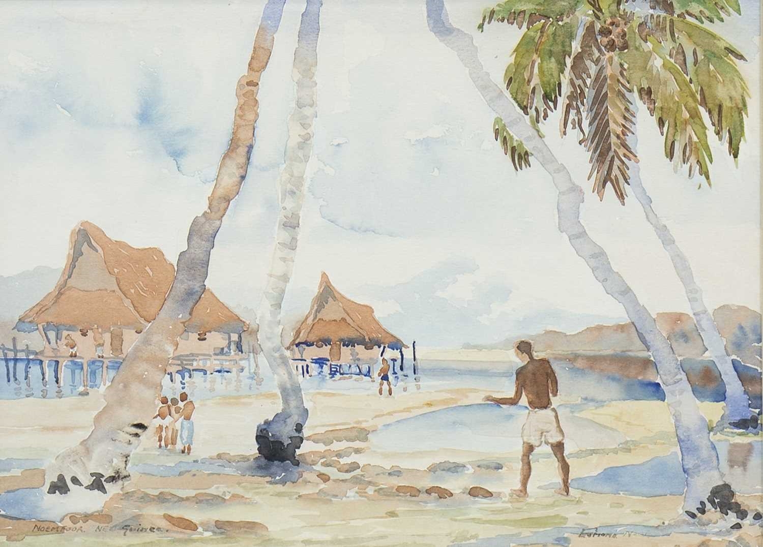 Diane Esmond VILLAGE SCENE ON THE NEW GUINEA ISLAND OF NOEMFOOR