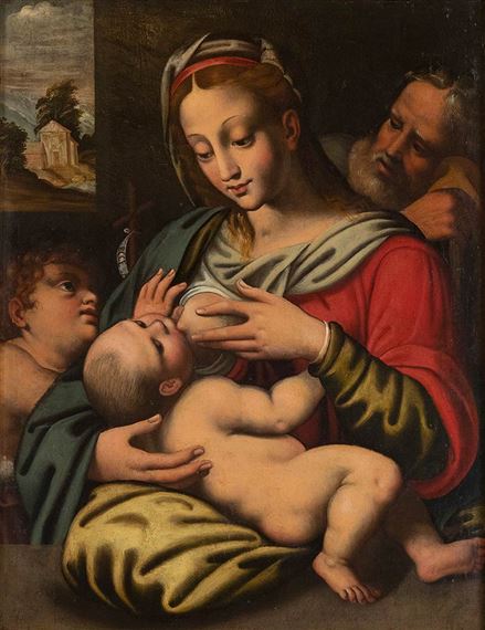 Holy Family with San Giovannino by Emilian School, 16th Century