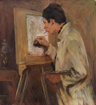 An der Staffelei - Wlodzimierz Popiel