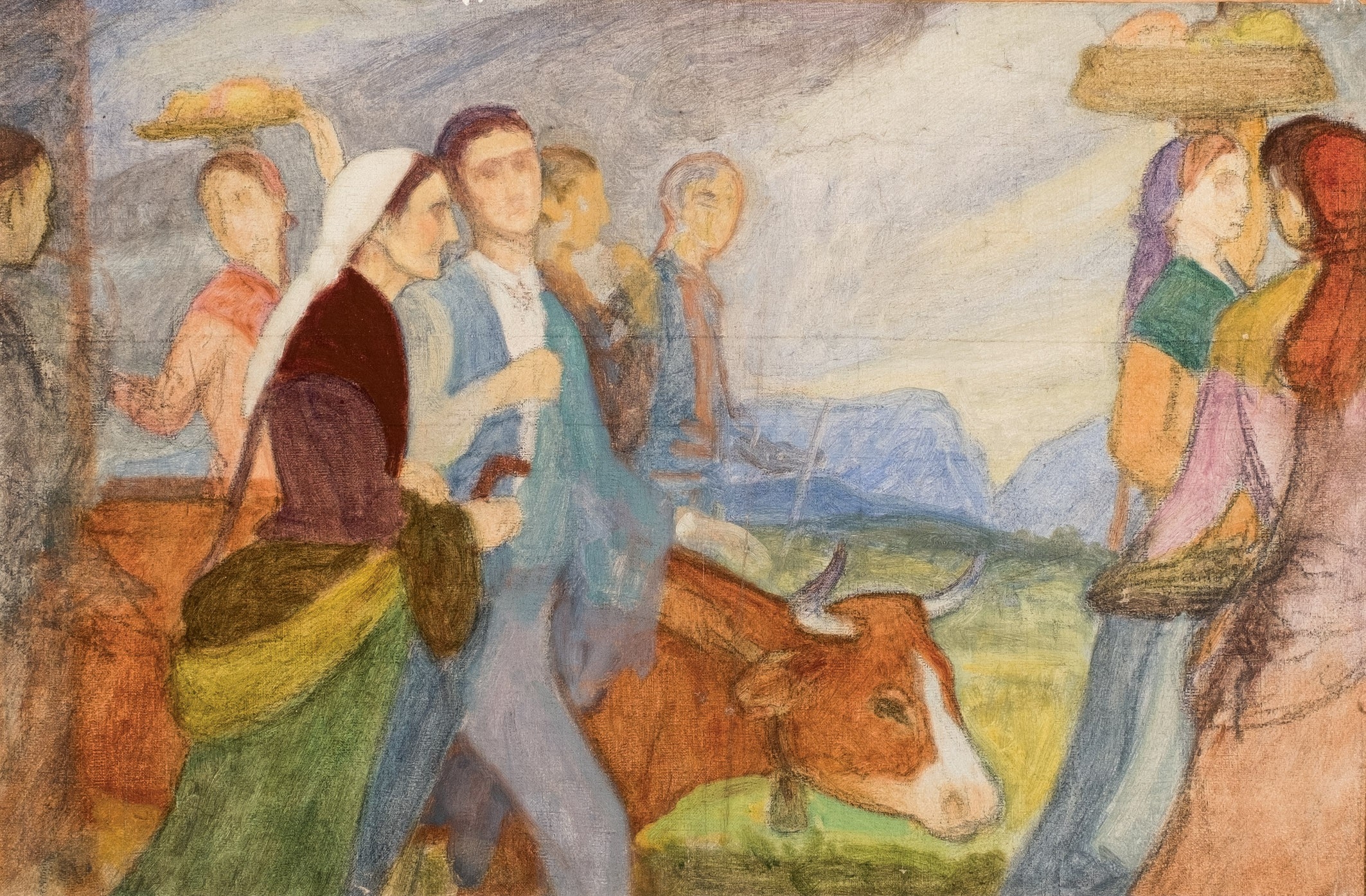 Artwork by Aurelio Bibiano de Arteta y Errasti, Campesinos vascos, Made of Oil on canvas