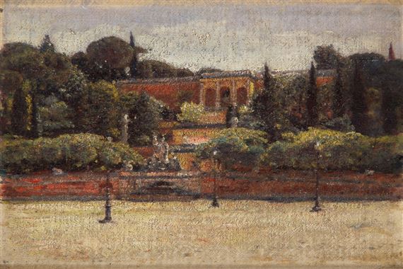 Piazza del Popolo in Rome, study ("Pincio Roma") by Aleksander Gierymski, 1899