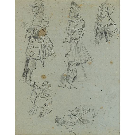 STUDIEN NACH MITTEL-ALTERLICHEN KOSTÜMEN (STUDIES ON MEDIEVAL COSTUMES) by Eugène Delacroix