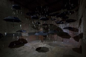 It's Raining Umbrellas in Gilles Barbier's "Laughing at Clouds" Exhibition