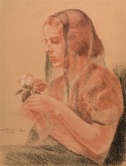 Kobieta z różą - I. Fabiański