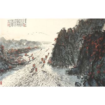 A LARGE FRAMED PAINTING - Zeng Fa Gu