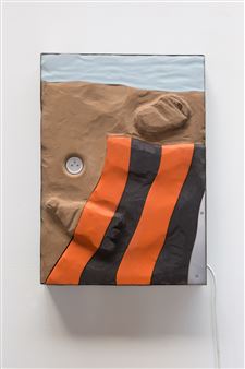 TOWEL ON BLACK AND ORANGE - Neil Beloufa