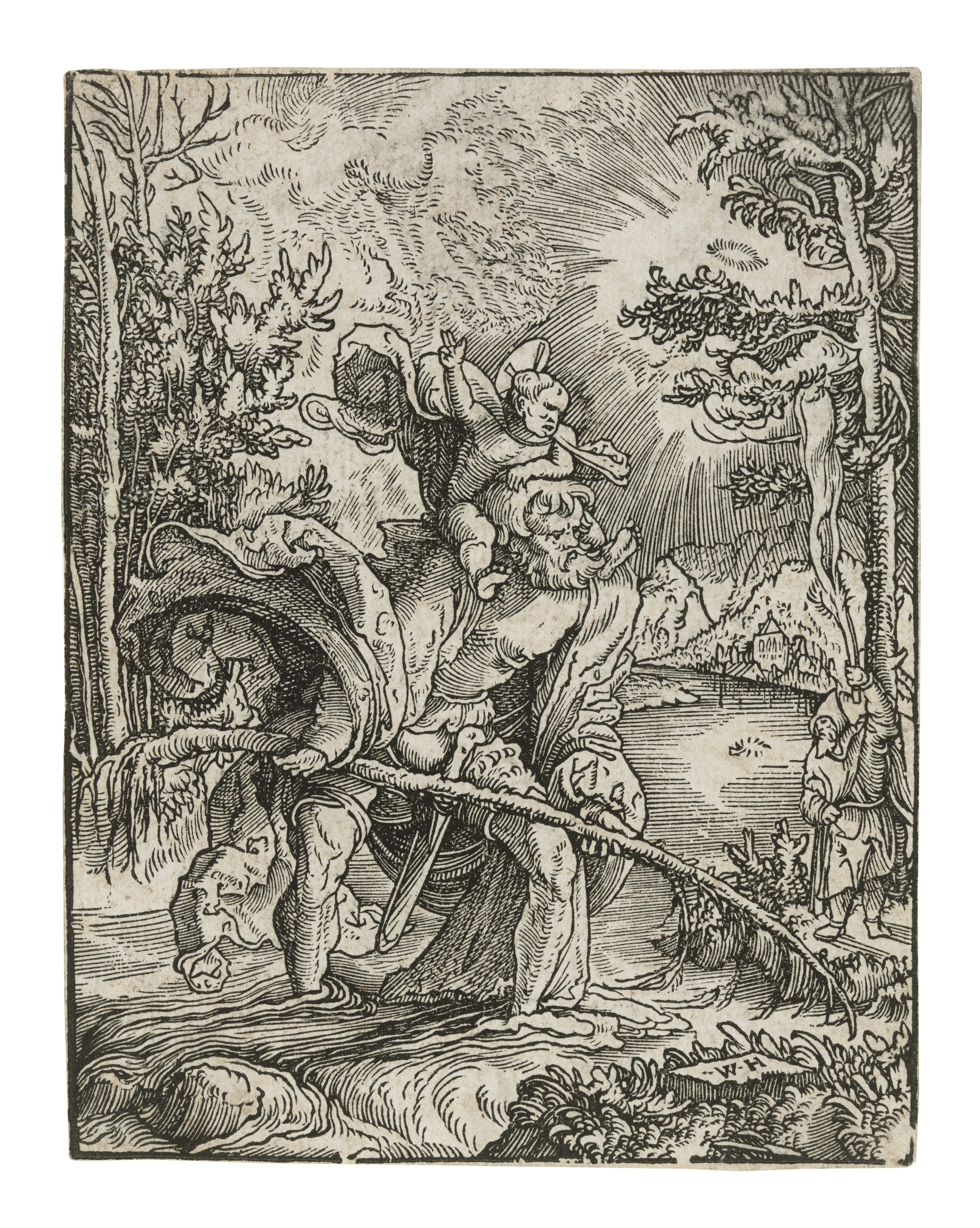 Artwork by Wolf Huber, Saint Christopher, Made of woodcut