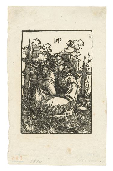 Two Lovers, seated before a Fence by Hans Sebald Beham, 1522