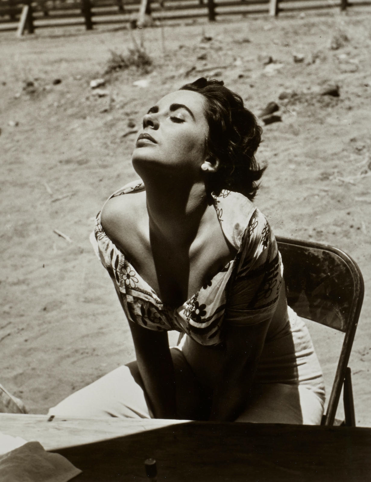 Artwork by Sid Avery, Elizabeth Taylor Sunning Herself on the Set of "Giant", Made of Gelatin silver print