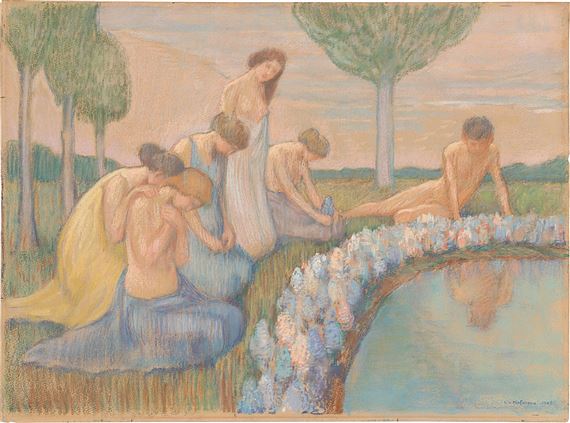 Narziss und Frauengruppe by Ludwig von Hofmann, 1905