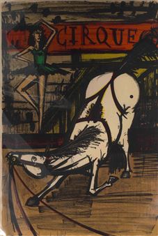 ベルナール・ビュッフェ、「LE CIRQUE-L'ecuyere」 Bernard Buffet | L'Ecuyere (from Le Cirque) | MutualArt