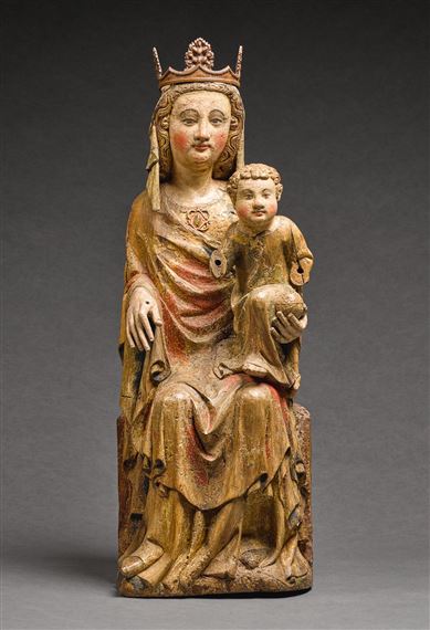 VIRGIN AND CHILD ENTHRONED - Mosan School, 14th Century