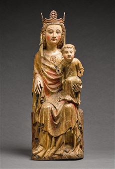 VIRGIN AND CHILD ENTHRONED - Mosan School, 14th Century