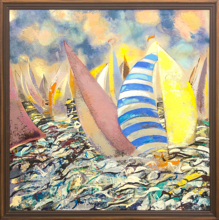 Artwork by Jānis Pauļuks, Yacht Wolfgang, Made of Oil on canvas