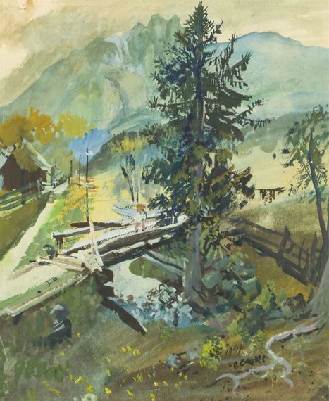 Mountain stream by Oskar Laske, 1949