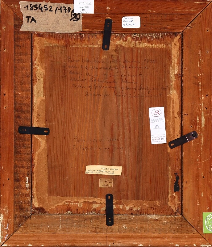 Artwork by Pietro Krohn, “En fiskerhytte på Tunø”, Made of Oil on paper laid on panel