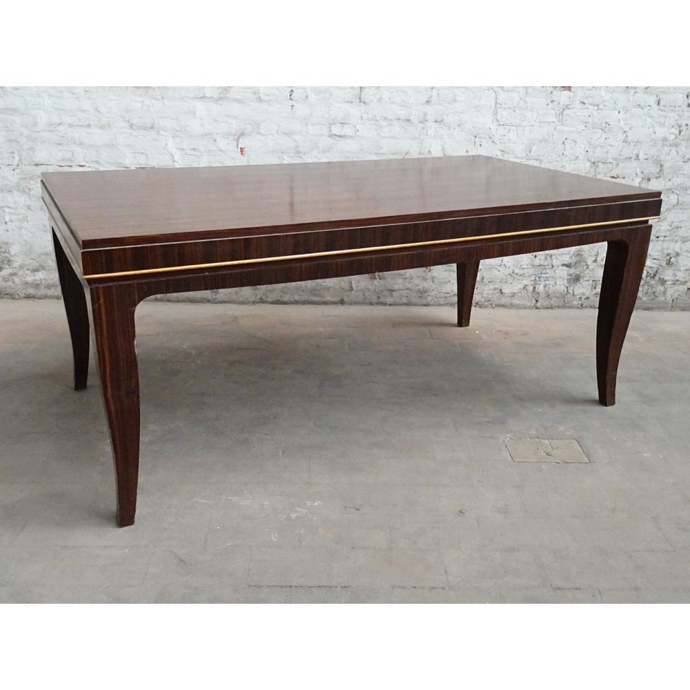 Artwork by Jean Fauret, Table de salle a manger art deco, Made of Veneer of ebony macassar and light wood net