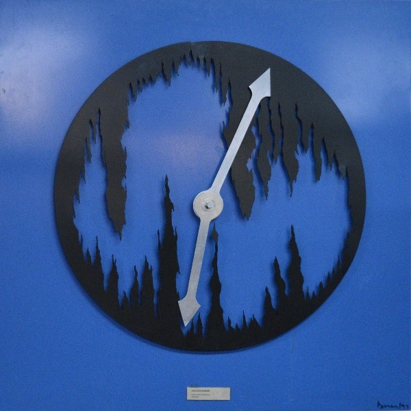 Artwork by Jean-Jacques Besner, Time mural, Made of Painted and brushed aluminum découpage