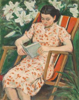Reading woman by Noboru Hasegawa, 1951