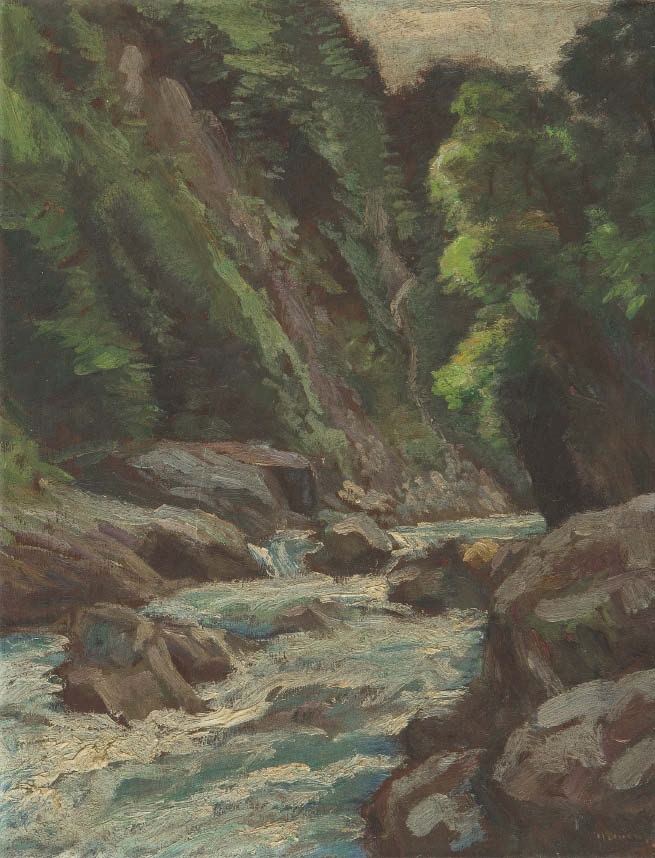 Artwork by Shintaro Yamashita, Spectacular Kurobe Valley, National Park, Made of oil on board