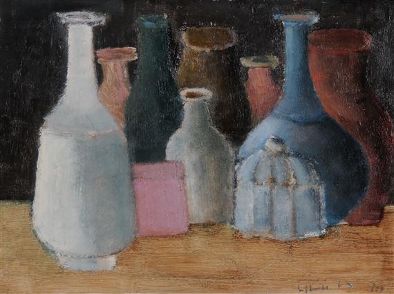 Still Life with Bottles by Leopold Häfliger, 1971