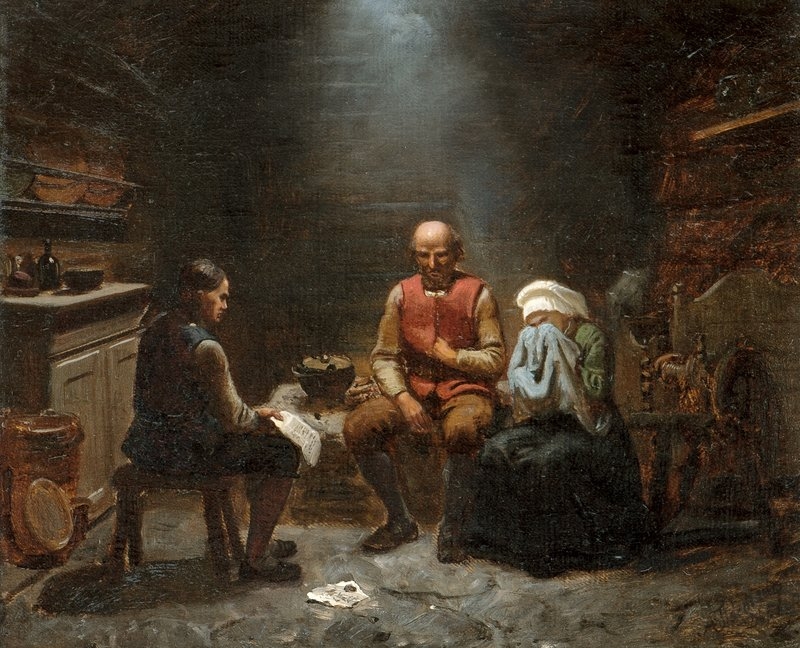 A message of Sorrow by Adolph Tidemand, 1851
