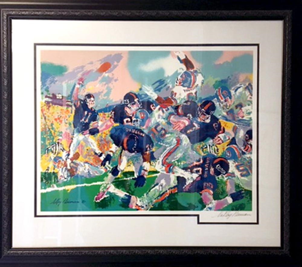 Giants - Broncos Classic NFL Football by LeRoy Neiman, 1987
