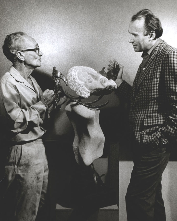 Artwork by Leon Saulter, Two works: The Quest, Made of Iron, Marble and Wood