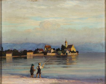 Blick vom Malerwinkel auf die Halbinsel by Franz Löffler