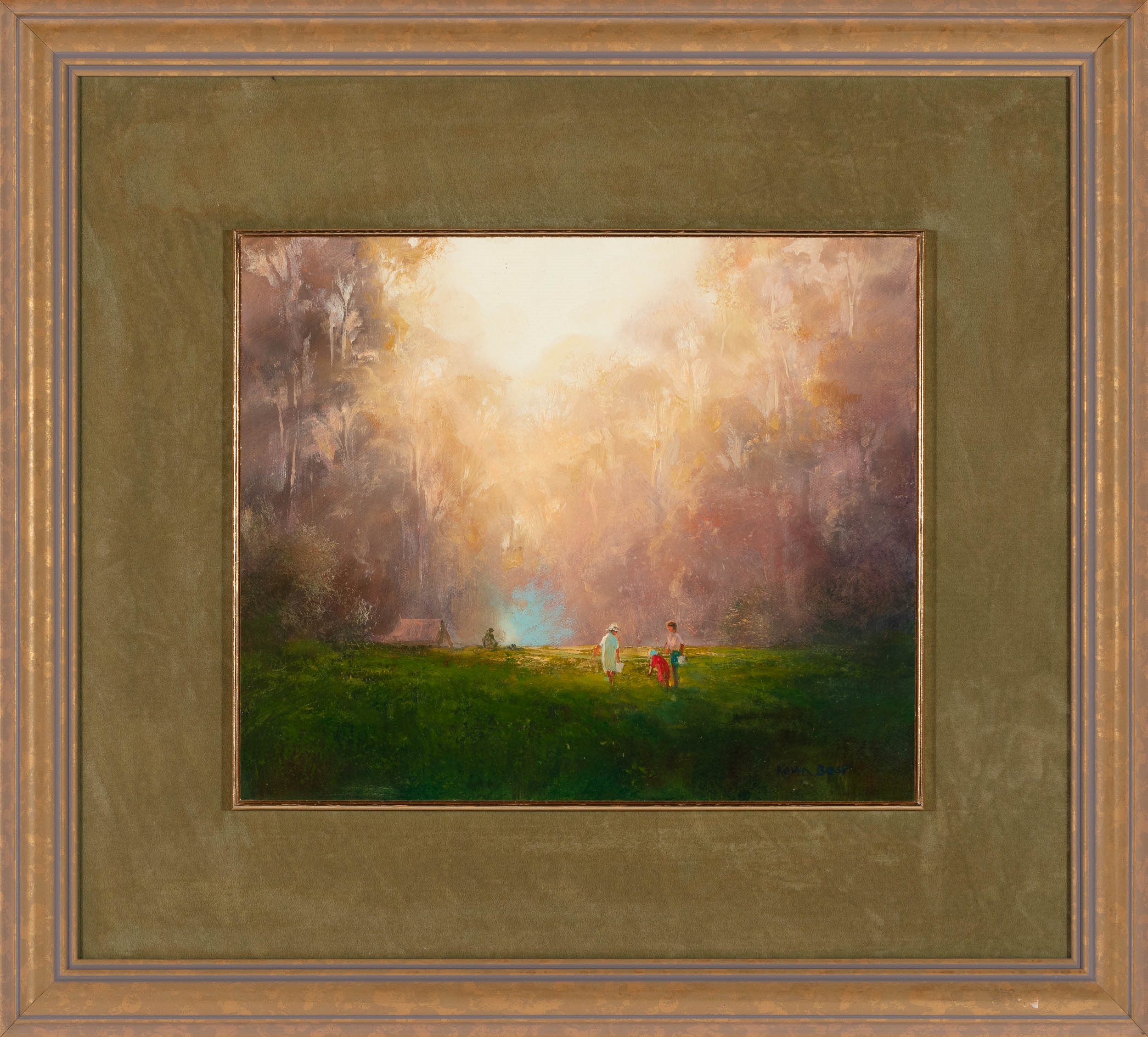 Artwork by Kevin John Best, Mushrooming, Made of oil on board