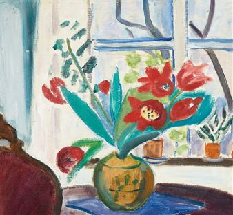 Blommor vid fönster - Karin Parrow