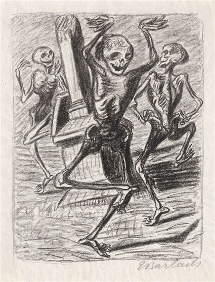 Der Totentanz 2 (Drei tanzende Gerippe) by Ernst Barlach, 1924