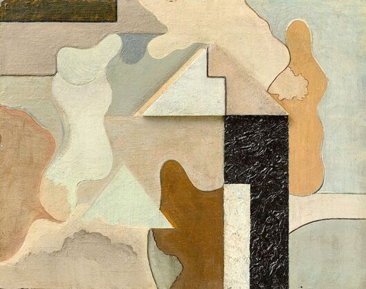 Artwork by Willi Baumeister, Plastisches Bild, Made of Oil and plywood on primed cardboard