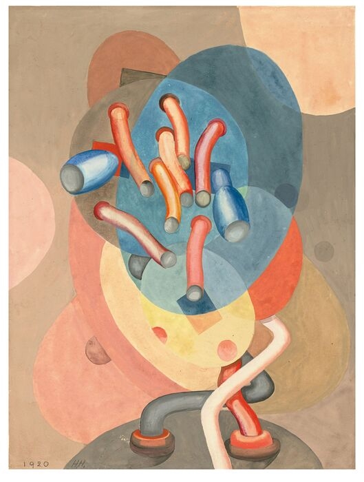Artwork by Hannah Höch, Scheiben und Röhren, Made of Gouache on wove paper